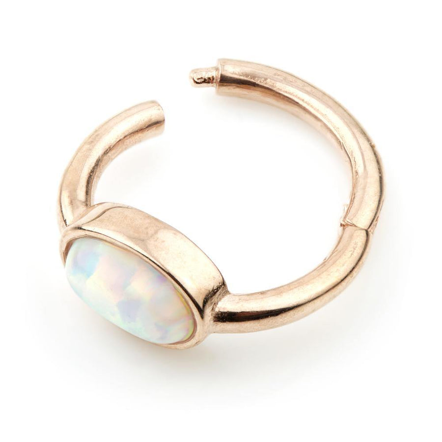 9ct Rose Gold Segment Hinge Ring with Oval Opal (1.2mm) - ZuZu Jewellery