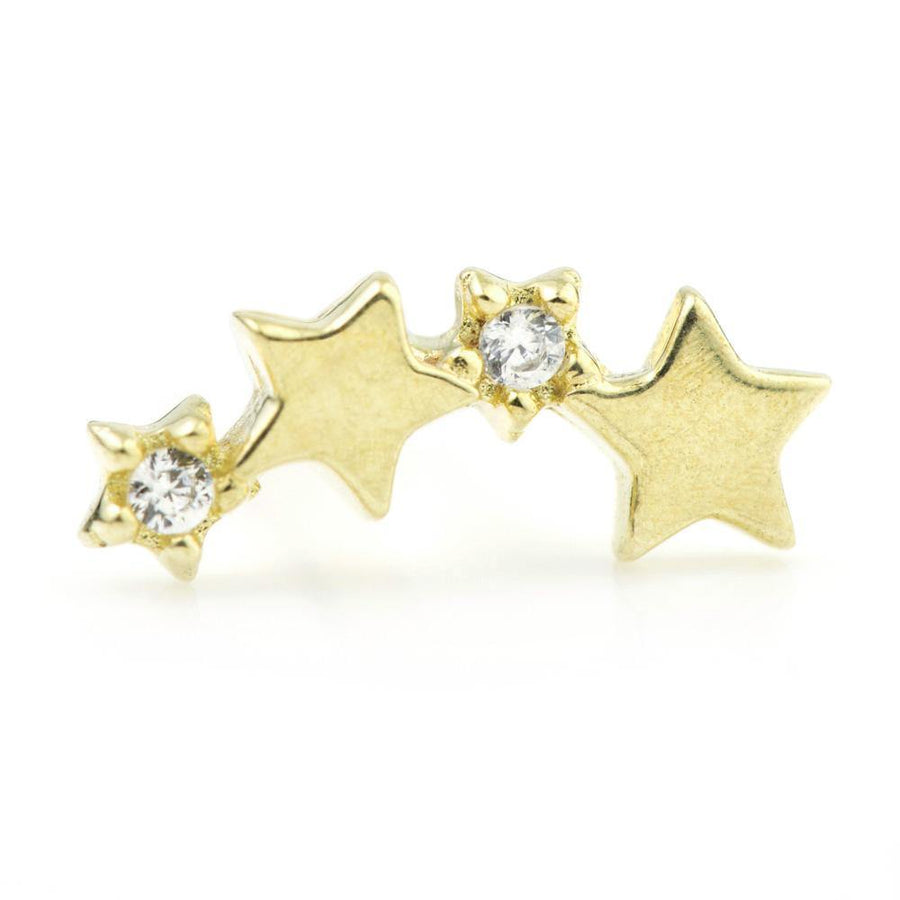 9ct Gold Gem Stars Cartilage Bar - ZuZu Jewellery