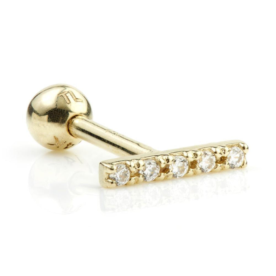 9ct Gold Tiny Multi Gem Bar Cartilage Bar - ZuZu Jewellery