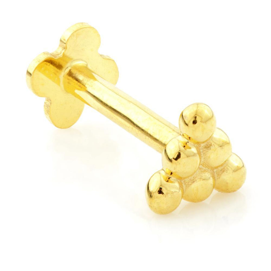 Trinity Ball Solid Gold Tragus / Shen Men Labret Bar - ZuZu Jewellery