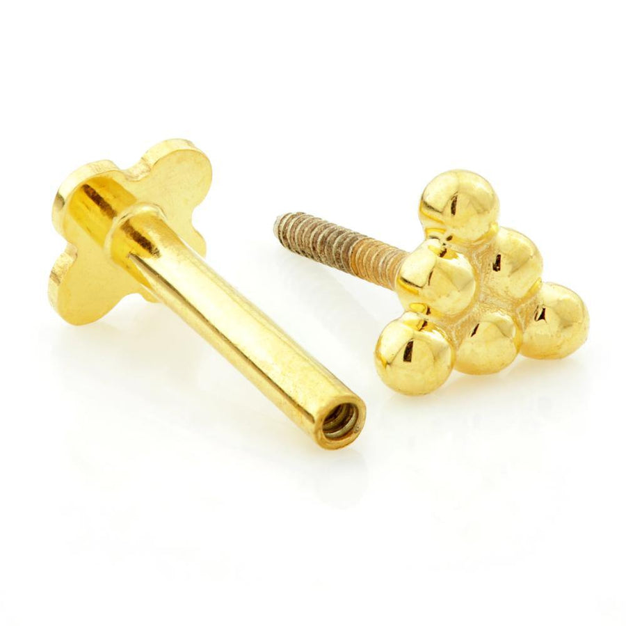 Trinity Ball Solid Gold Tragus / Shen Men Labret Bar - ZuZu Jewellery