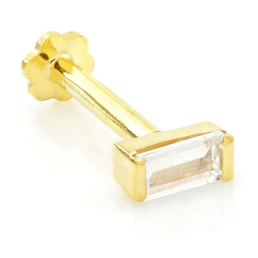 Baguette Gold Cartilage Tragus / Shen Men Labret Bar - ZuZu Jewellery