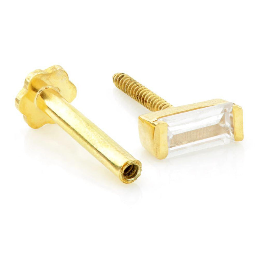 Baguette Gold Cartilage Tragus / Shen Men Labret Bar - ZuZu Jewellery