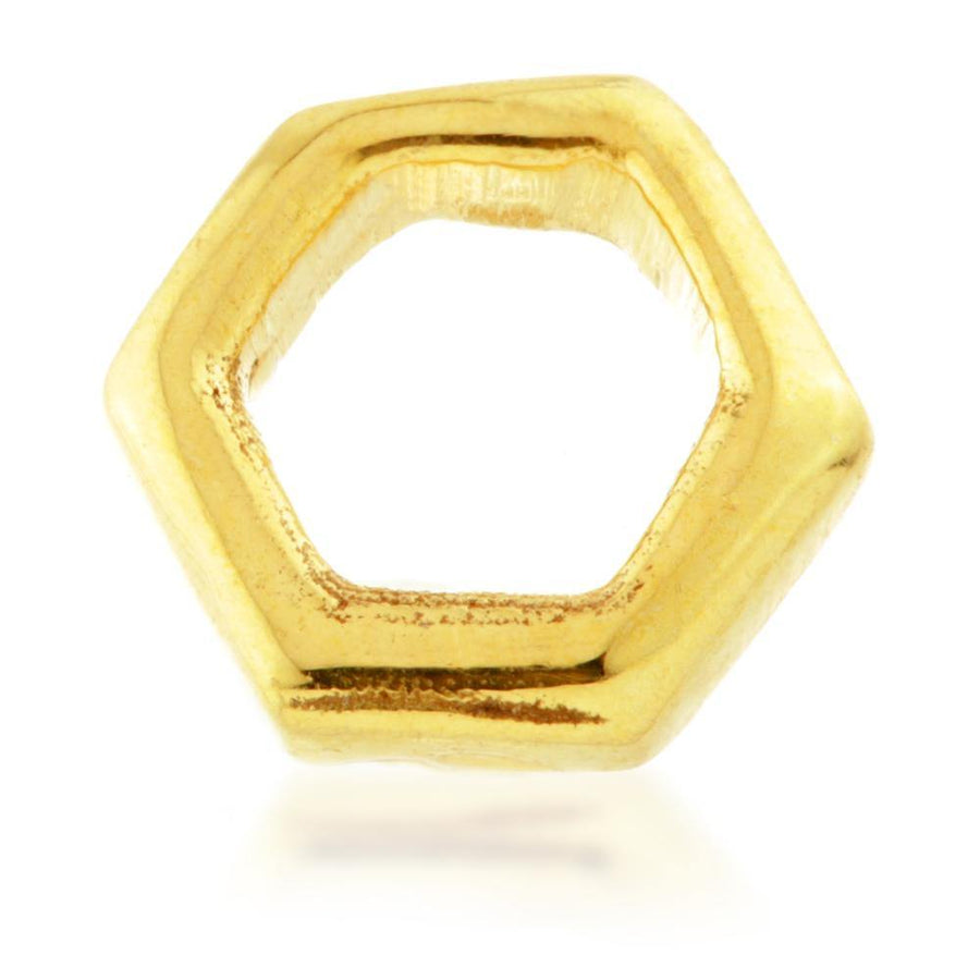 Hexagon Solid Gold Cartilage Tragus / Shen Men Labret Bar - ZuZu Jewellery