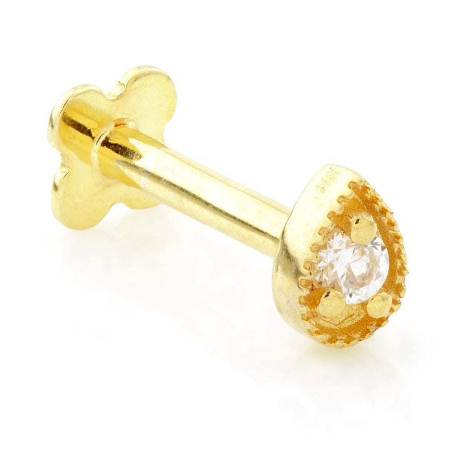 Miligrain Tear Solid Gold Tragus Bar Earring - ZuZu Jewellery