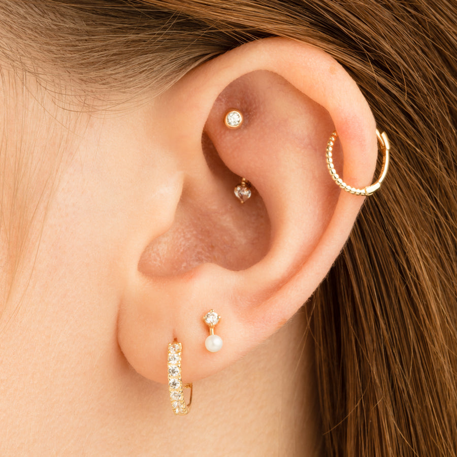 9ct Gold Crystal & Pearl Stud Earrings - ZuZu Jewellery