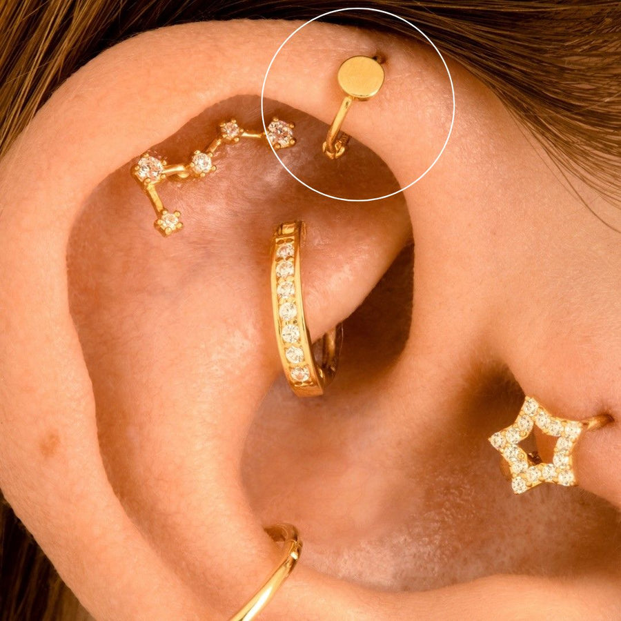 9ct Gold Cartilage Hoop Flat Disc Earring