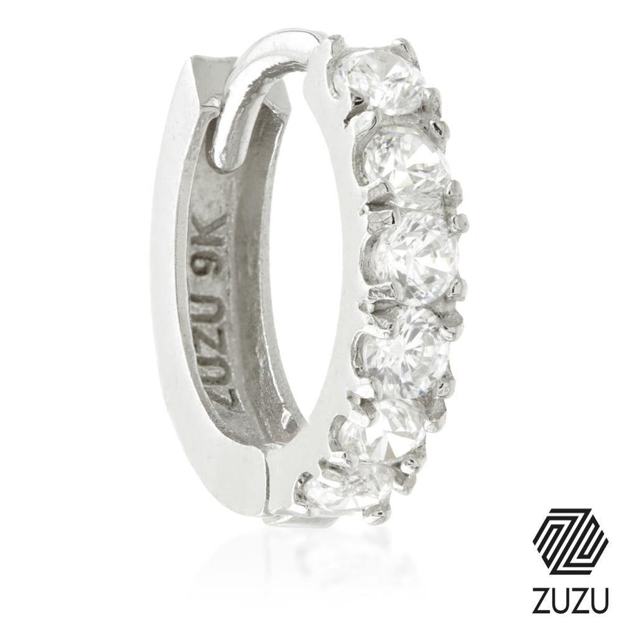 9ct Gold CZ Cartilage Earring 10mm Hoop - ZuZu Jewellery