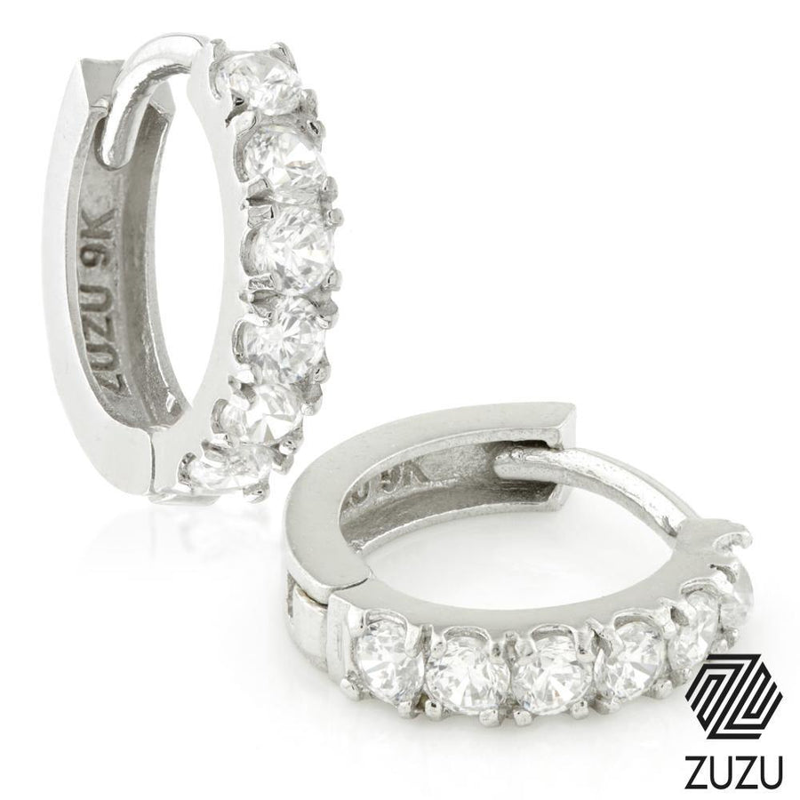 9ct Gold CZ Cartilage Earring 10mm Hoop - ZuZu Jewellery