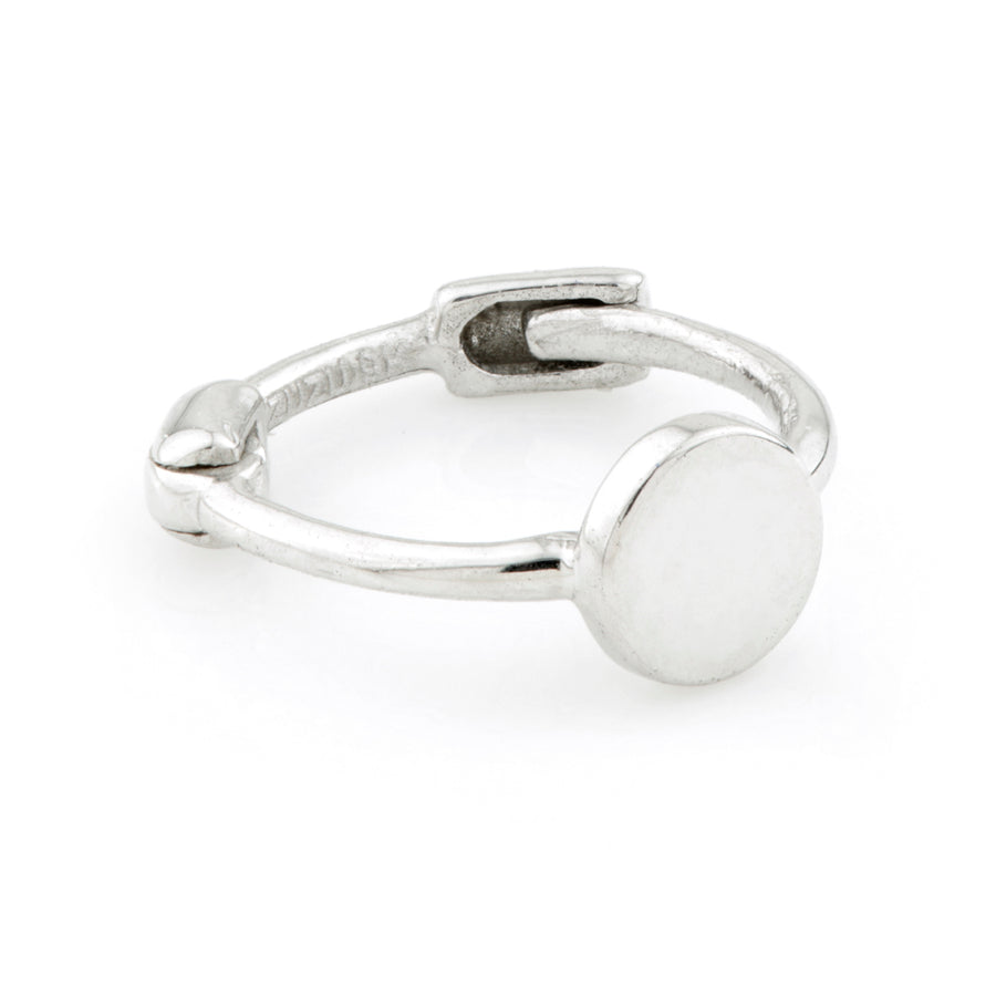 9ct Gold Cartilage Hoop Flat Disc Earring - White