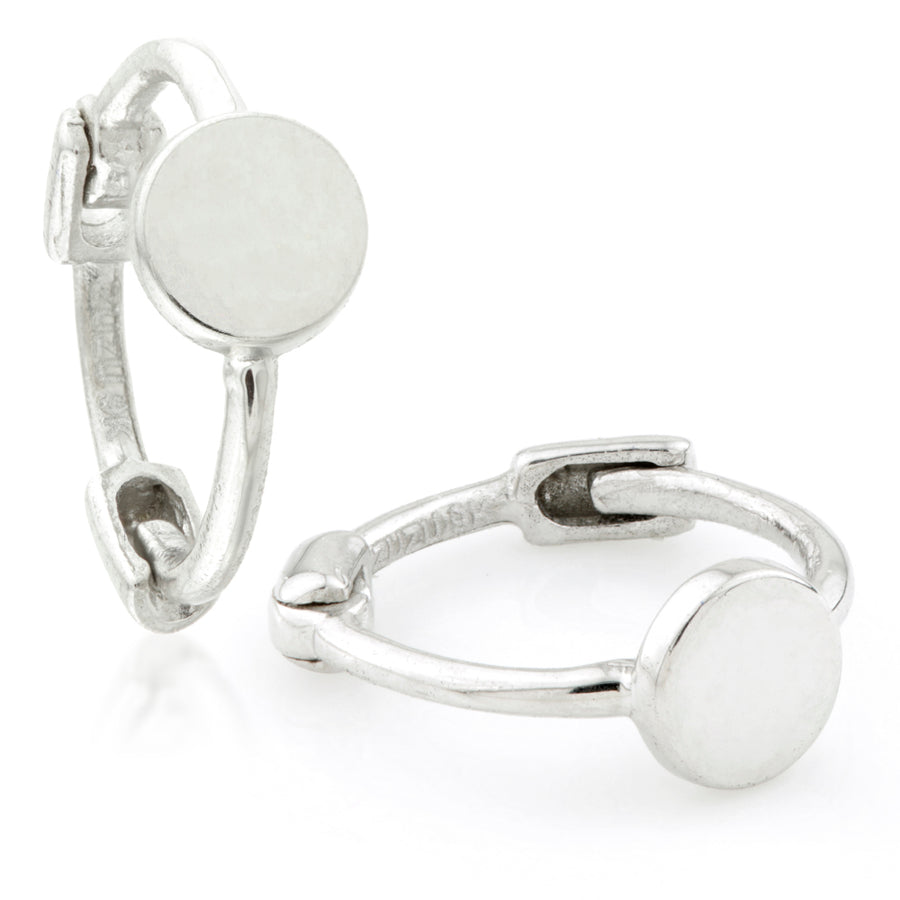 9ct Gold Cartilage Hoop Flat Disc Earring - White