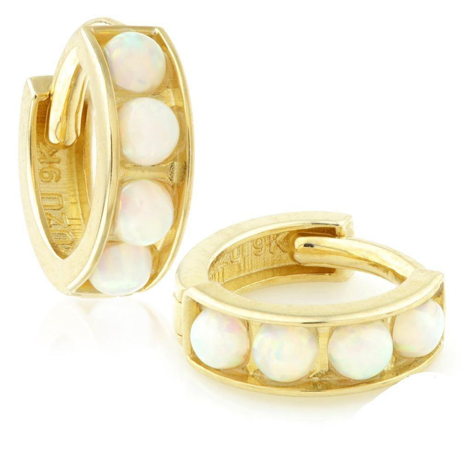 9ct Gold Opal Stone Hoop Earring - ZuZu Jewellery