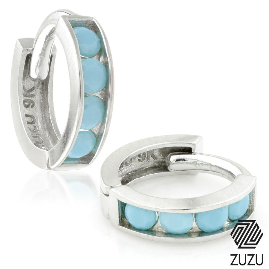 9ct Gold Turquoise Gem Hoop Earring - ZuZu Jewellery