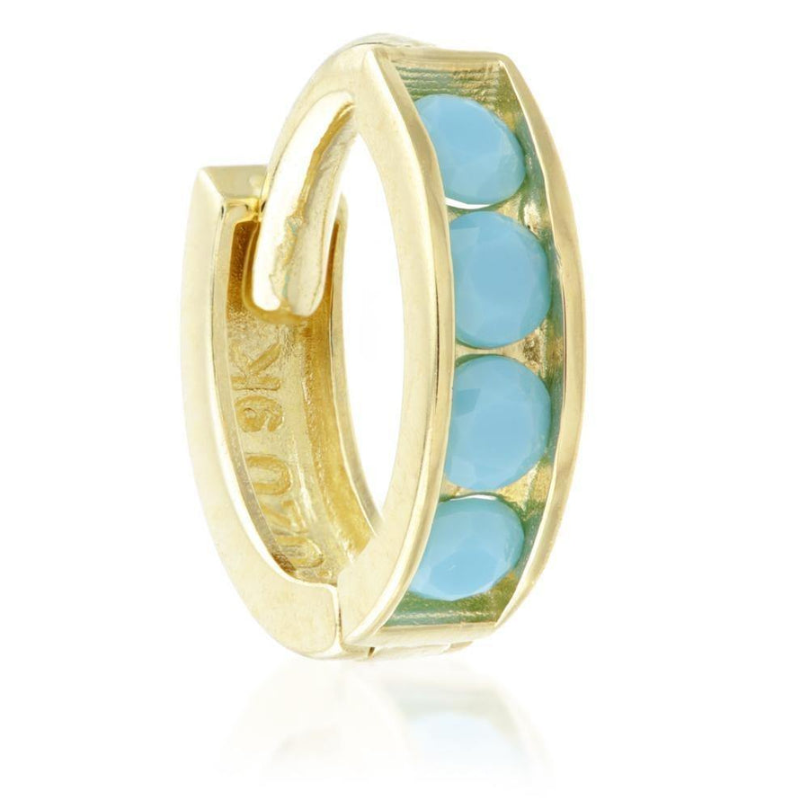 9ct Gold Turquoise Gem Hoop Earring - ZuZu Jewellery