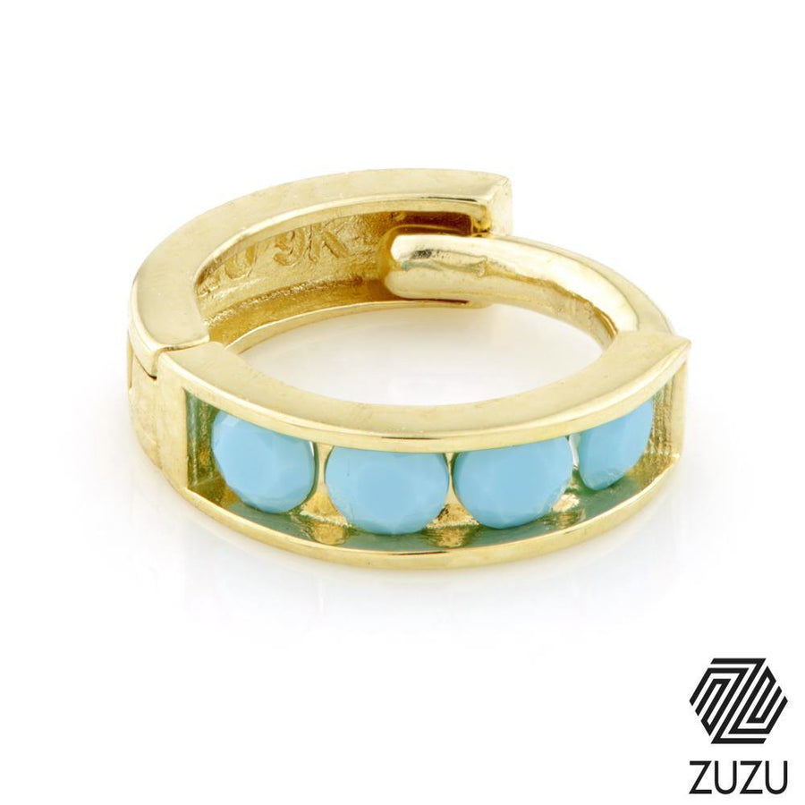 9ct Gold Turquoise Gem Hoop Earring - ZuZu Jewellery