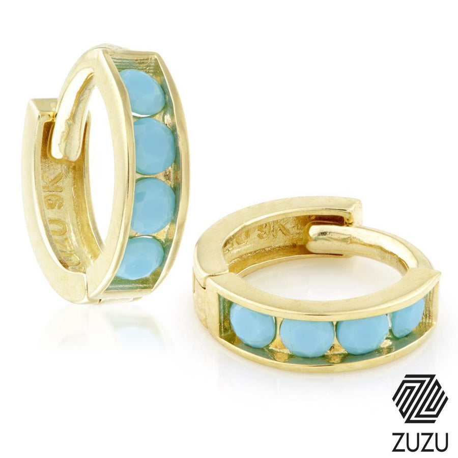 9ct Gold Turquoise Gem Hoop Earring - ZuZu Jewellery