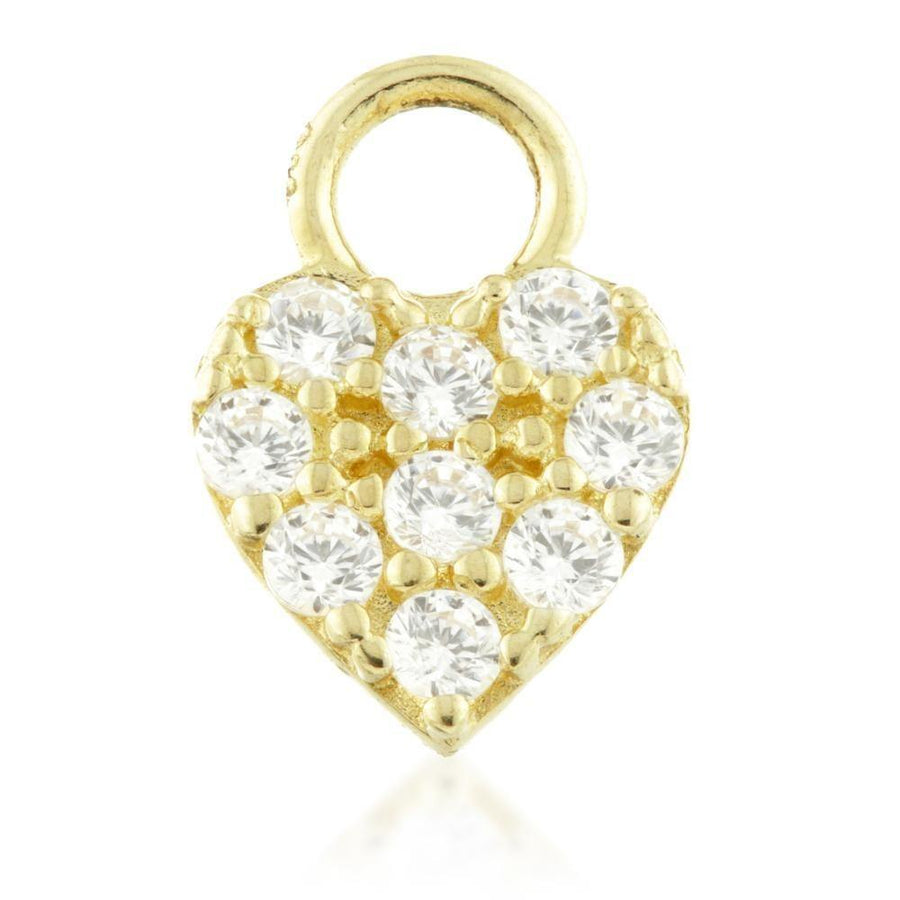 9ct Gold CZ Heart Charm for Plain Clicker Hoop - ZuZu Jewellery