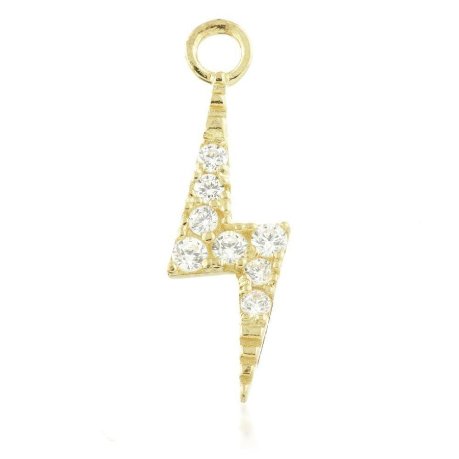 9ct Gold CZ Lightning Charm for Plain Clicker Hoop - ZuZu Jewellery