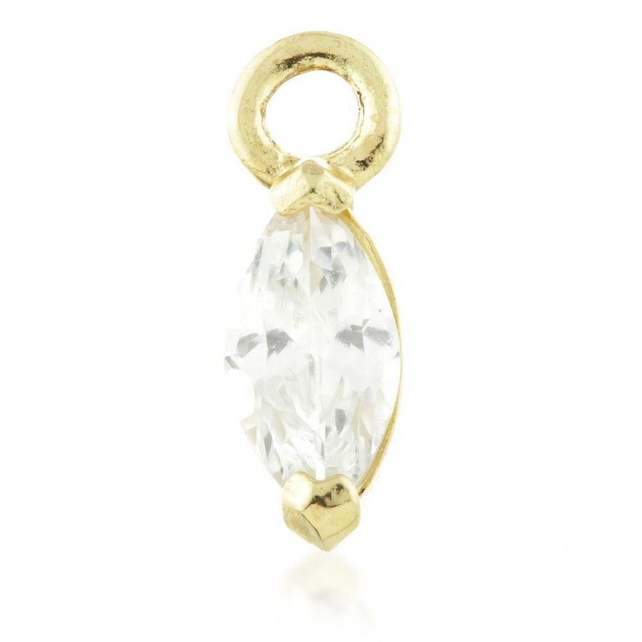 9ct Gold CZ Marquise Charm for Plain Clicker Hoop - ZuZu Jewellery