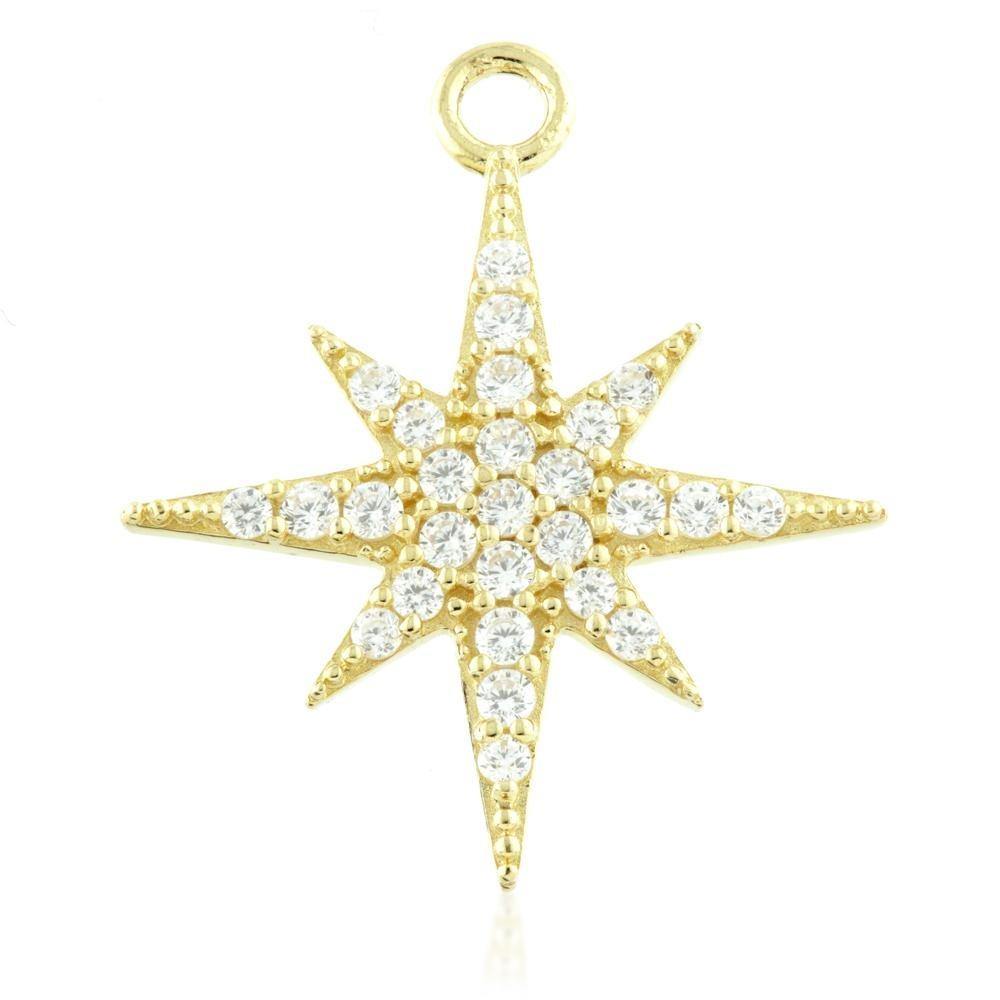 9ct Gold (Yellow or White) North Star Charm for Plain Clicker Hoops ...