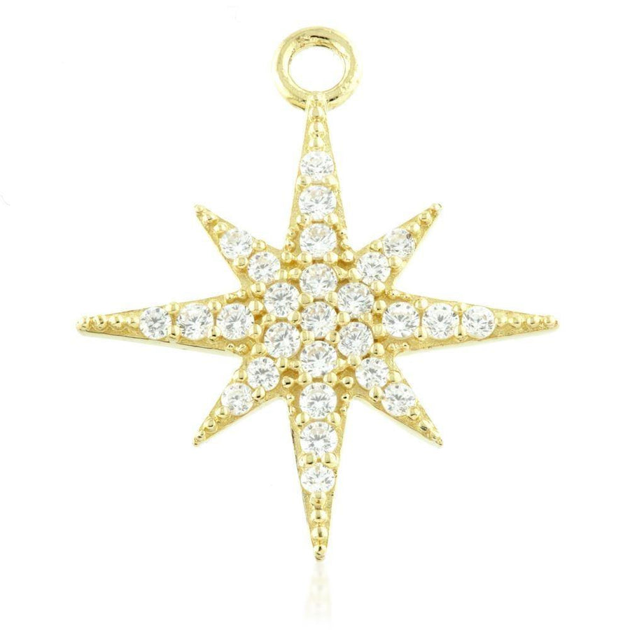9ct Gold (Yellow or White) North Star Charm for Plain Clicker Hoops - ZuZu Jewellery