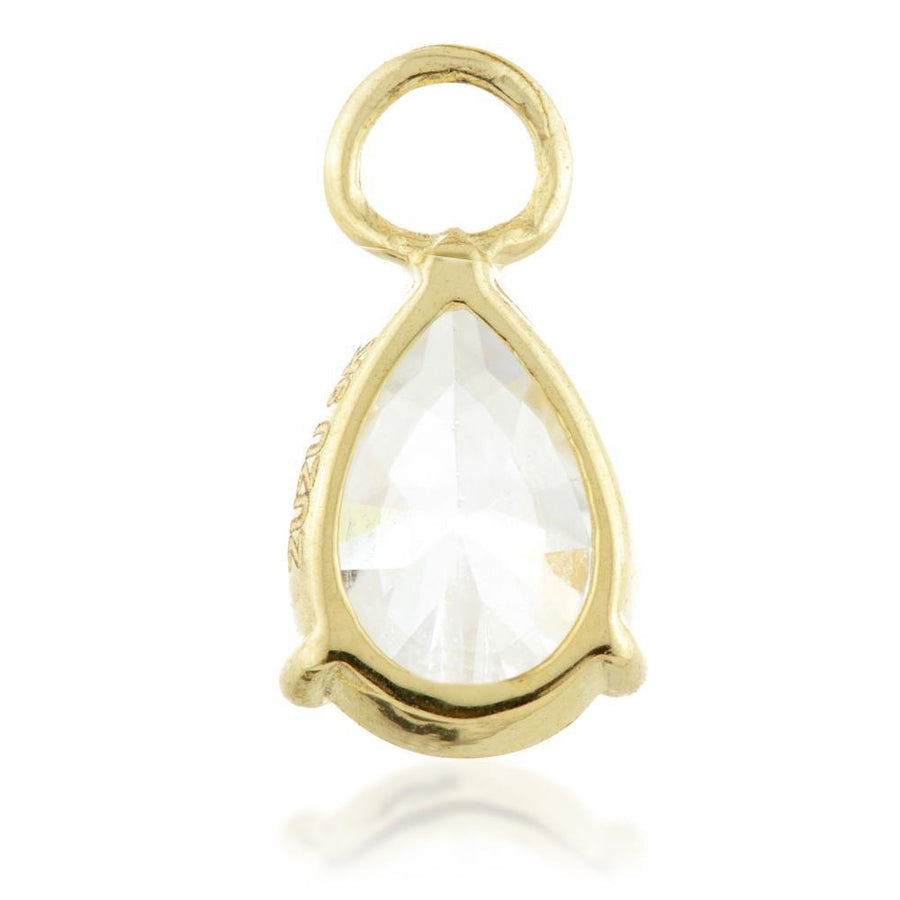 9ct Gold CZ Pear-Shaped Charm for Plain Clicker Hoop - ZuZu Jewellery
