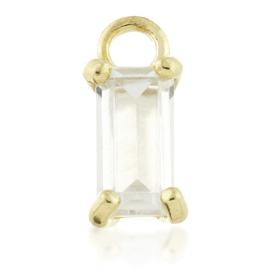 9ct Gold CZ Rectangular Shaped Charm for Plain Clicker Hoop - ZuZu Jewellery