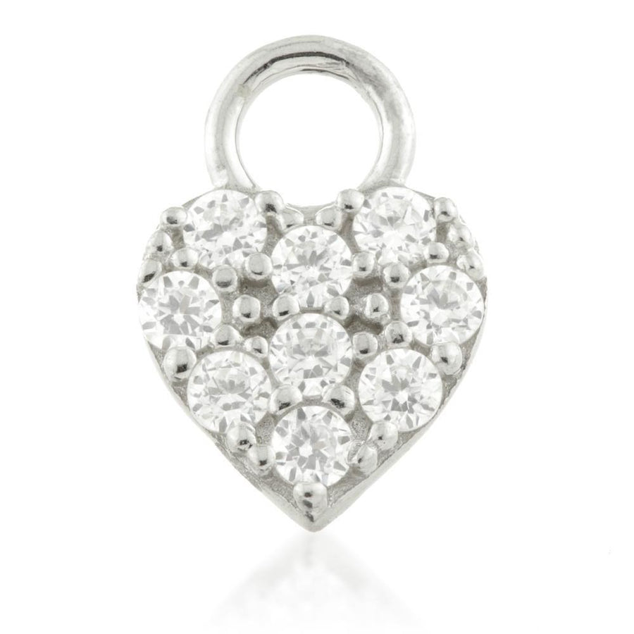 Sterling Silver CZ Heart Charm for Plain Clicker Hoop - ZuZu Jewellery