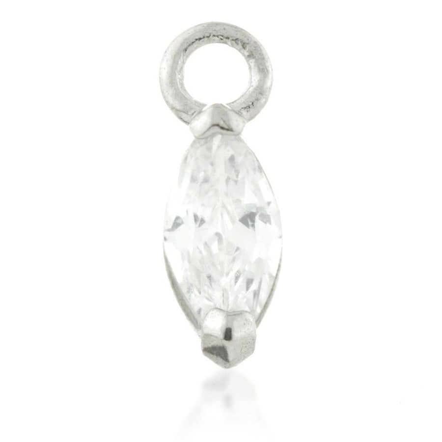 Sterling Silver CZ Marquise Charm for Plain Clicker Hoop - ZuZu Jewellery