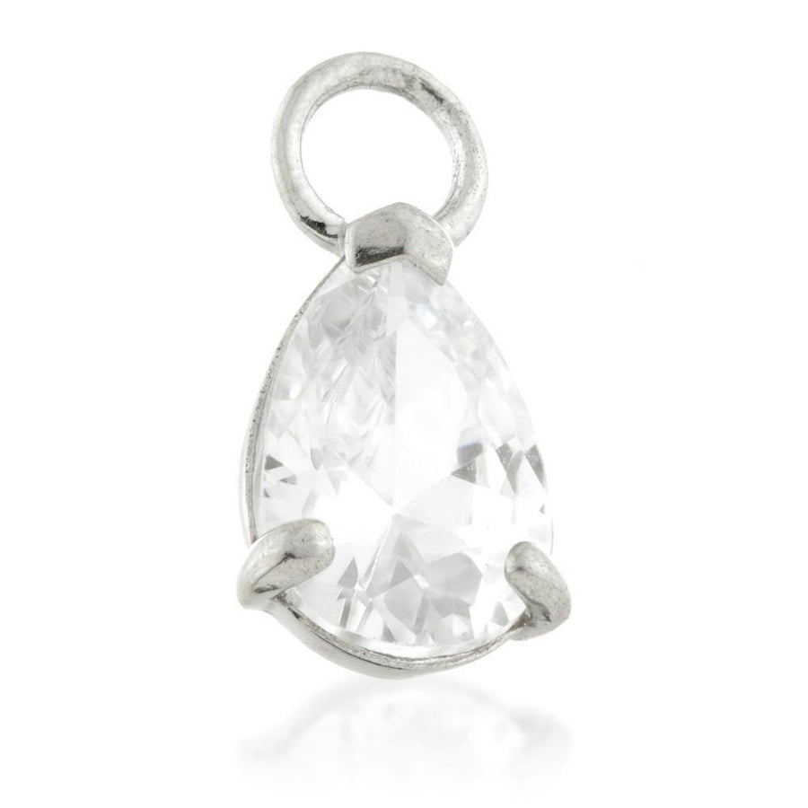 Sterling Silver CZ Pear-Shaped Earring Charm for Plain Clicker Hoop - ZuZu Jewellery