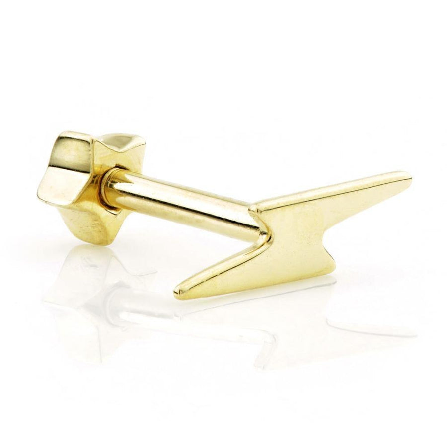9ct Gold Lightning Bolt Cartilage Bar - ZuZu Jewellery