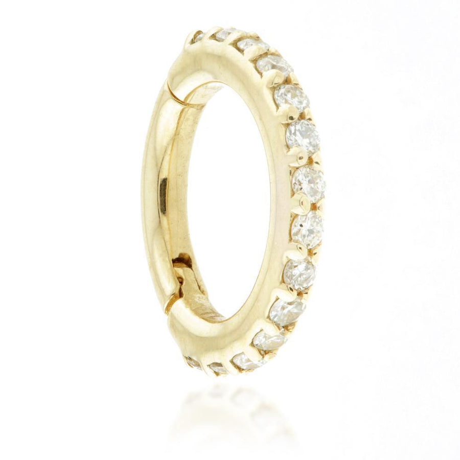 Solid Yellow Gold Diamond Eternity Hoop Earring - ZuZu Jewellery