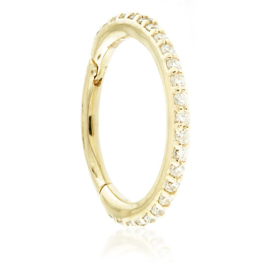 Solid Yellow Gold Diamond Eternity Hoop Earring - ZuZu Jewellery