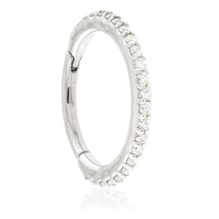 Solid White Gold Diamond Eternity Hoop Earring - ZuZu Jewellery