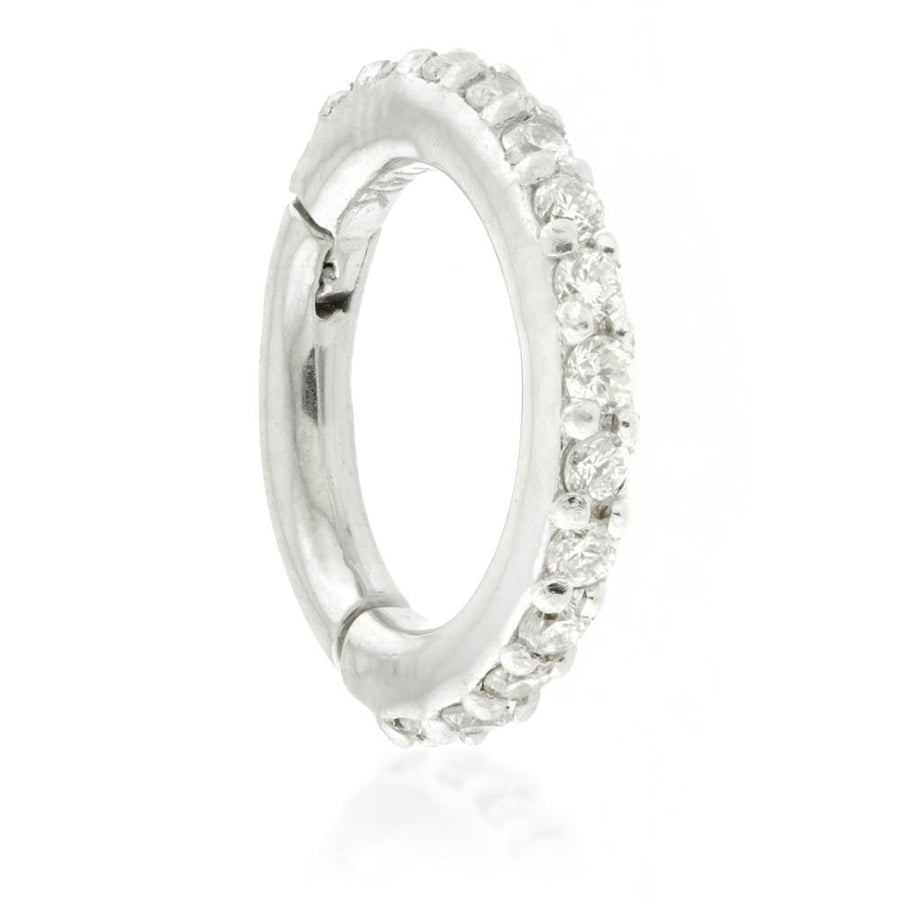 Solid White Gold Diamond Eternity Hoop Earring - ZuZu Jewellery