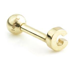14ct Gold Letter Cartilage Bar Earring - 'C' - ZuZu Jewellery