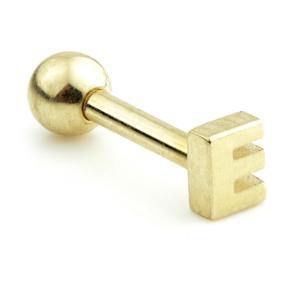 14ct Gold Letter Cartilage Bar Earring - 'E' - ZuZu Jewellery