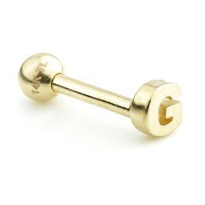14ct Gold Letter Cartilage Bar Earring - 'G' - ZuZu Jewellery
