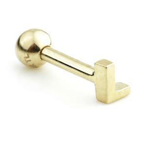 14ct Gold Letter Cartilage Bar Earring - 'L' - ZuZu Jewellery
