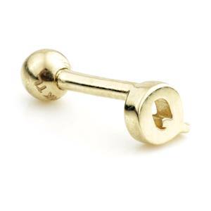 14ct Gold Letter Cartilage Bar Earring - 'Q' - ZuZu Jewellery