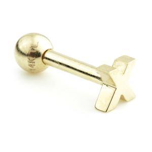 14ct Gold Letter Cartilage Bar Earring - 'X' - ZuZu Jewellery