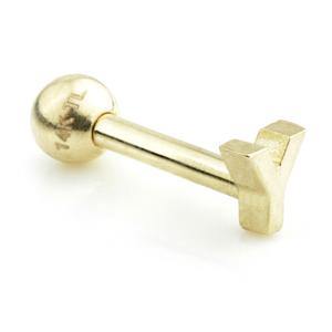 14ct Gold Letter Cartilage Bar Earring - 'Y' - ZuZu Jewellery