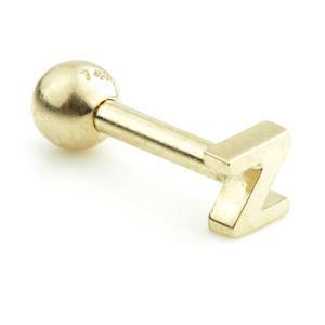 14ct Gold Letter Cartilage Bar Earring - 'Z' - ZuZu Jewellery