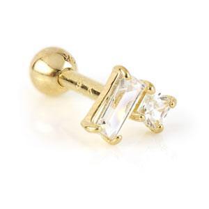 9ct Gold Gem Rectangle & Square Microbar - 1.2mm - ZuZu Jewellery