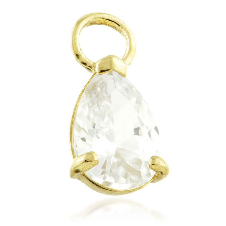 9ct Gold CZ Pear-Shaped Charm for Plain Clicker Hoop - ZuZu Jewellery