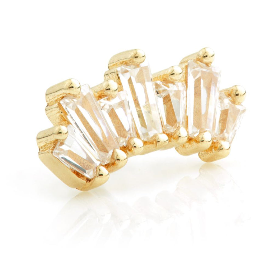 Baguette Gem Cluster 14ct Gold Cartilage Tragus / Shen Men Labret Bar Earring - ZuZu Jewellery