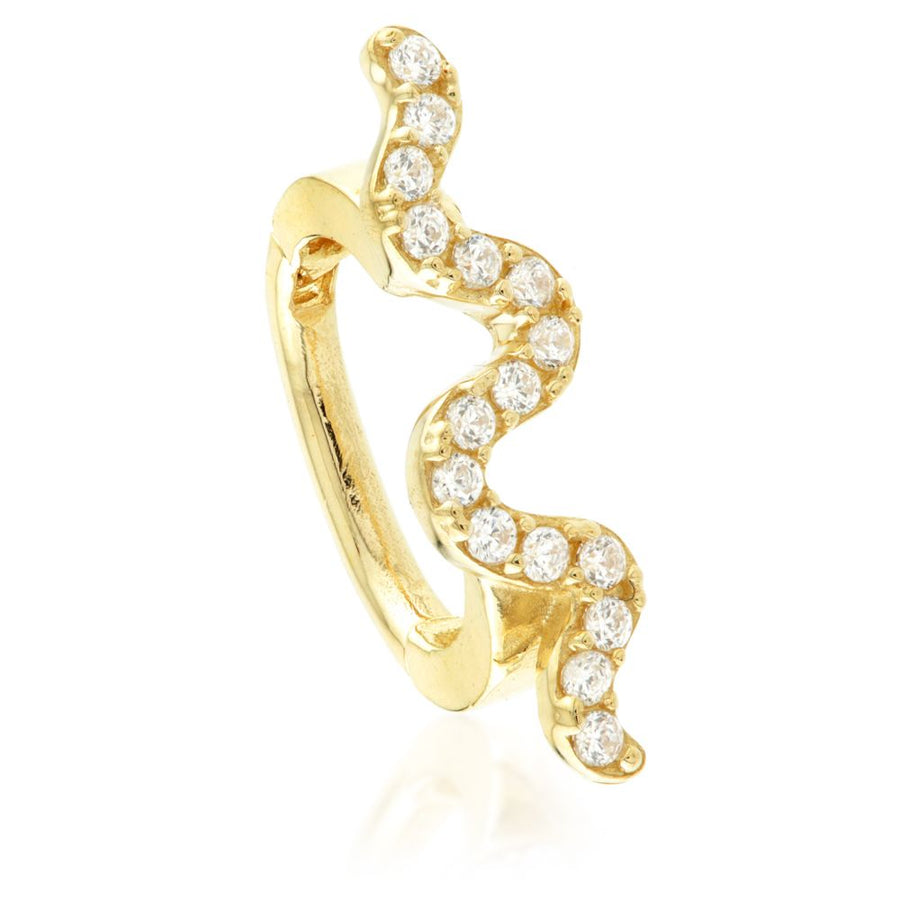 Snake 9ct Solid Gold Hinge Rook Earring - ZuZu Jewellery